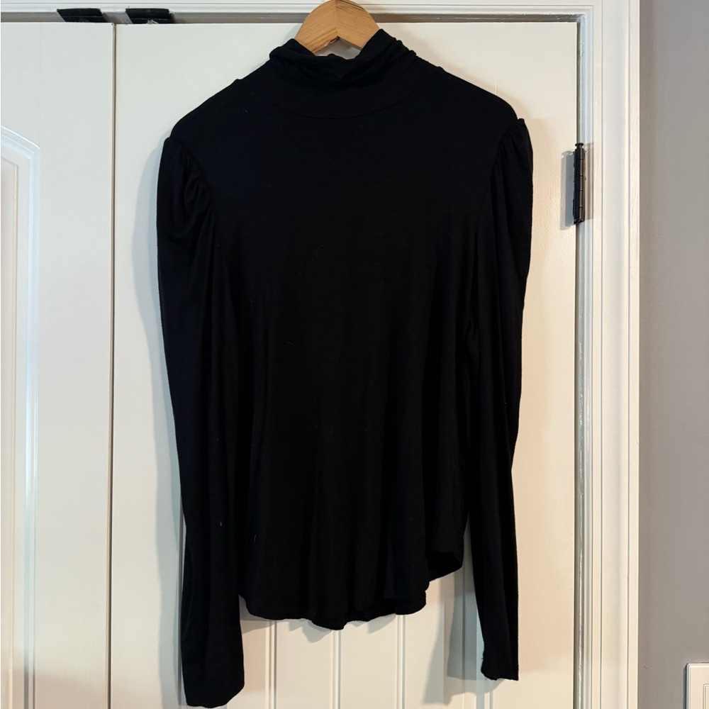 Karen Kane Black Shirred Sleeve Turtleneck Top Size XL - Picture 5 of 7